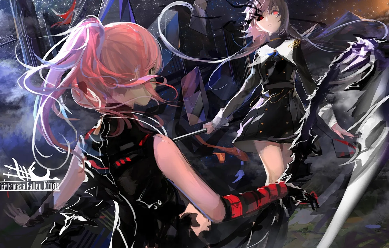 Photo wallpaper the sky, girl, stars, anime, art, form, pixiv fantasia, kinven