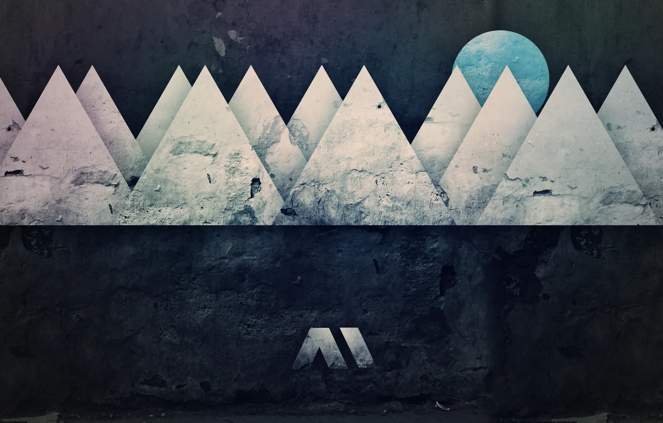 Photo wallpaper the sun, mountains, creative, background, wall, Wallpaper, figure, art