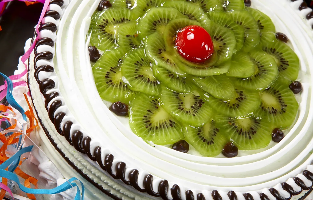 Photo wallpaper food, kiwi, cake, cake, cake, cream, dessert, food