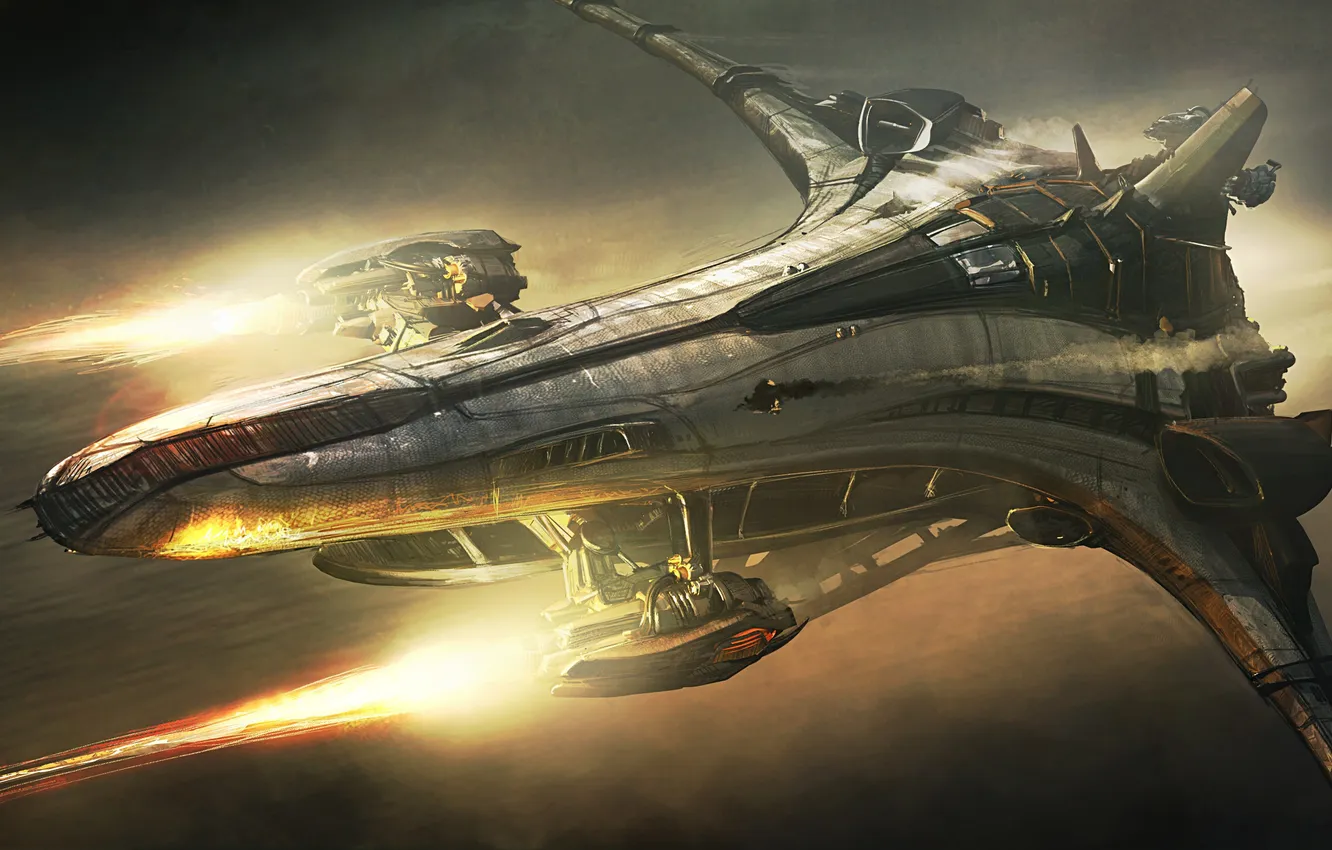 Photo wallpaper space, flight, ship, Star Citizen, Banu Merchantman