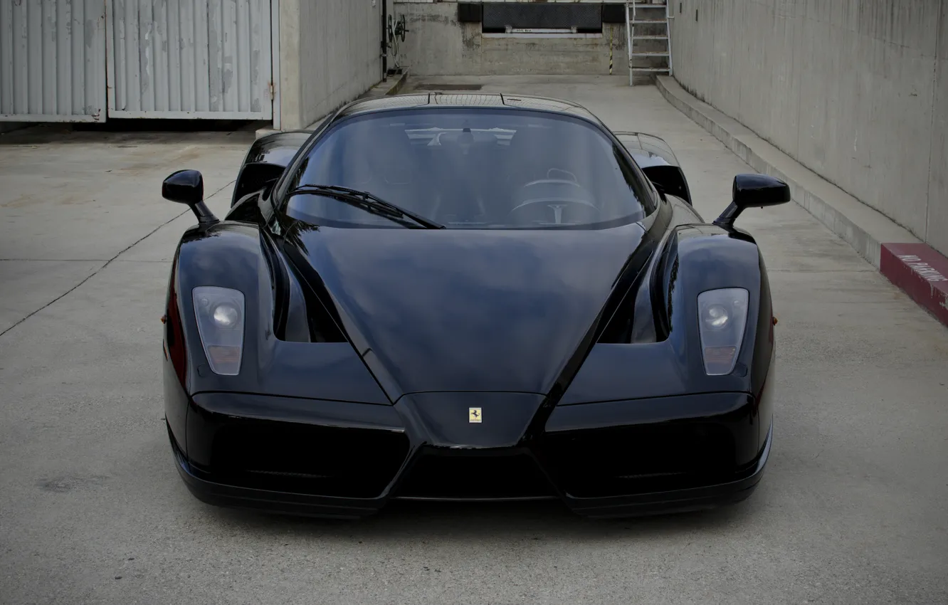 Photo wallpaper wall, black, ferrari, Ferrari, black, enzo, the front, the curb