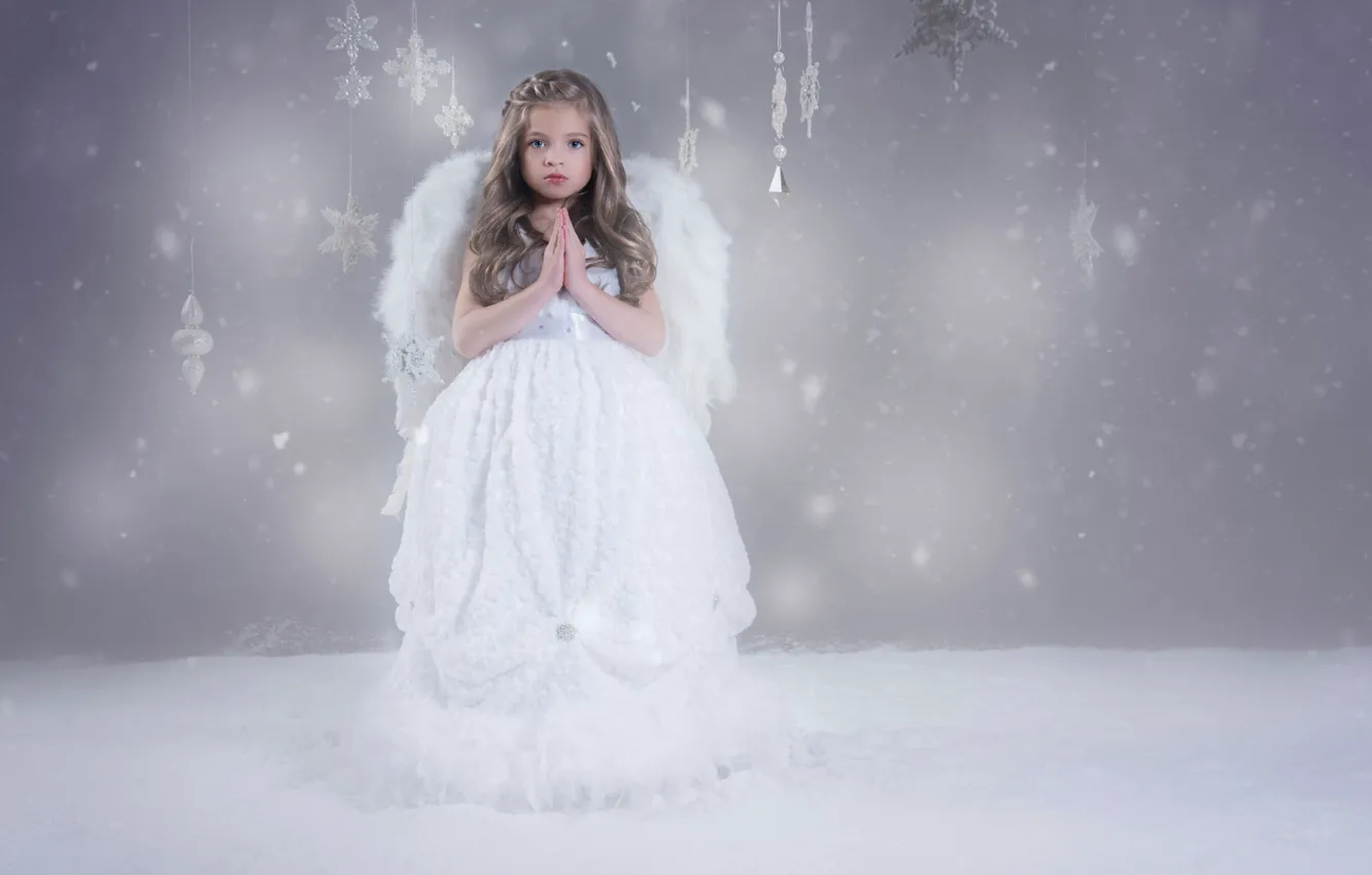 Photo wallpaper angel, girl, holiday, Snow Angel