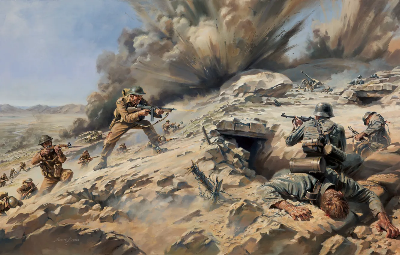 Photo wallpaper Germany, UK, infantry, STUART BROWN, Major "Jack" Anderson, 8th (Argyleshire) Highlanders Battalion, Longstop Hill 1943