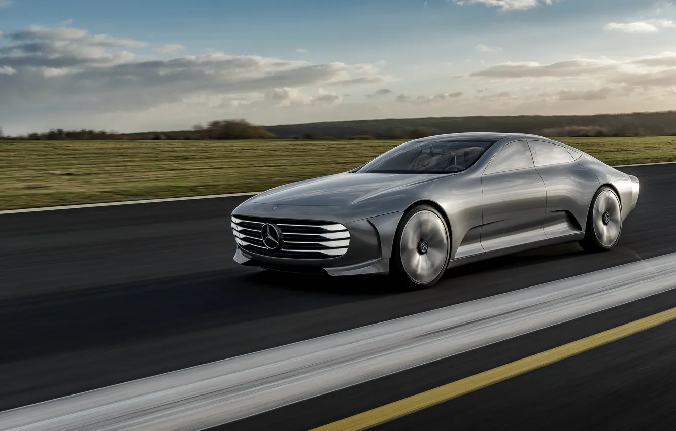 Photo wallpaper asphalt, movement, coupe, Mercedes-Benz, 2015, Intelligent Aerodynamic Automobile, Concept IAA
