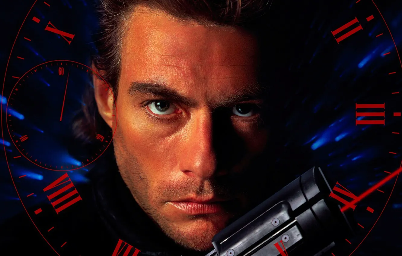 Photo wallpaper pistol, weapon, man, face, martial artist, Jean-Claude Van Damme, Van Damme, 1994