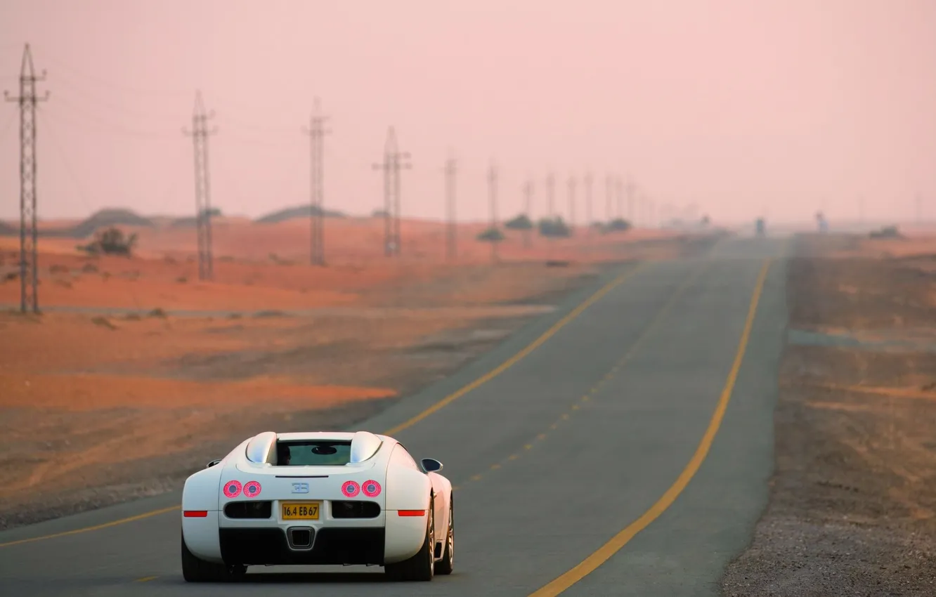 Photo wallpaper Veyron, white, road, Centenary