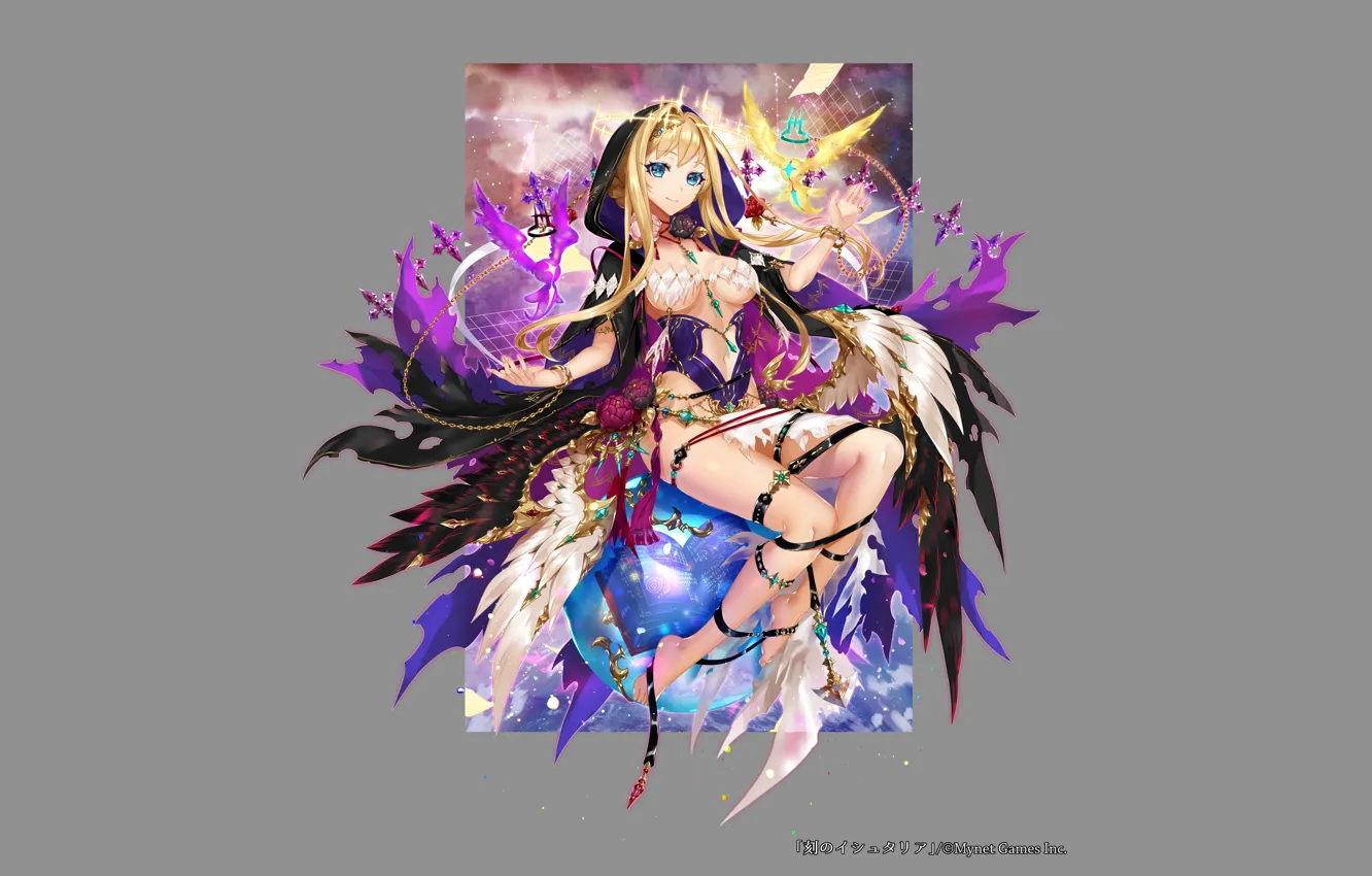 Photo wallpaper girl, grey background, apt, koku no ishtaria