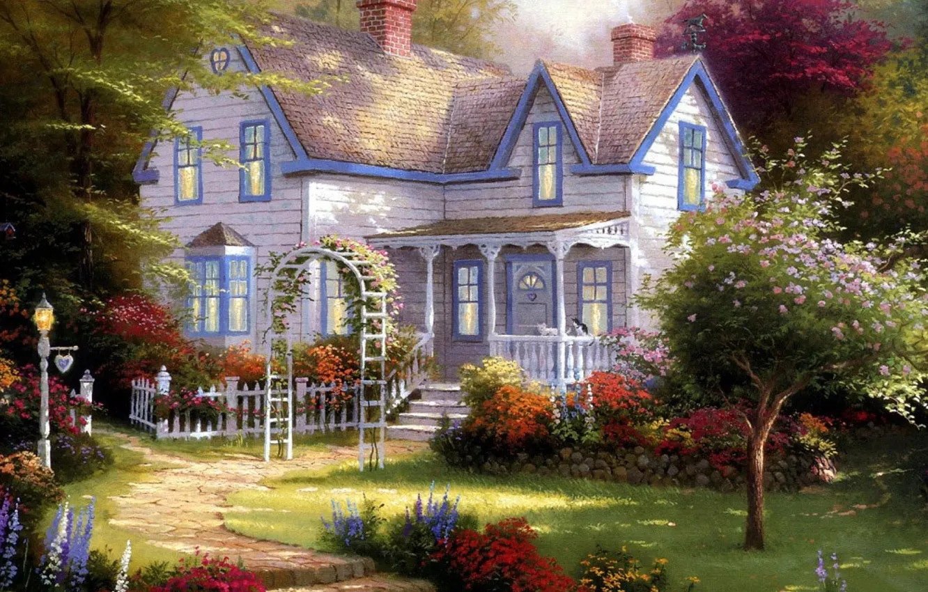 Photo wallpaper summer, home, picture, garden, art, artist, arch, before