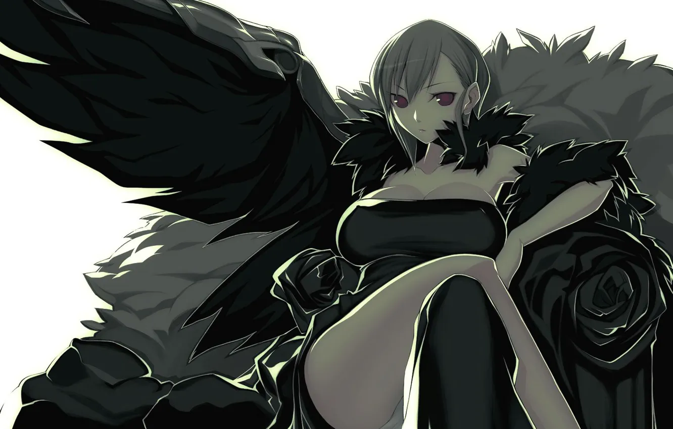 Photo wallpaper girl, darkness, wings, angel