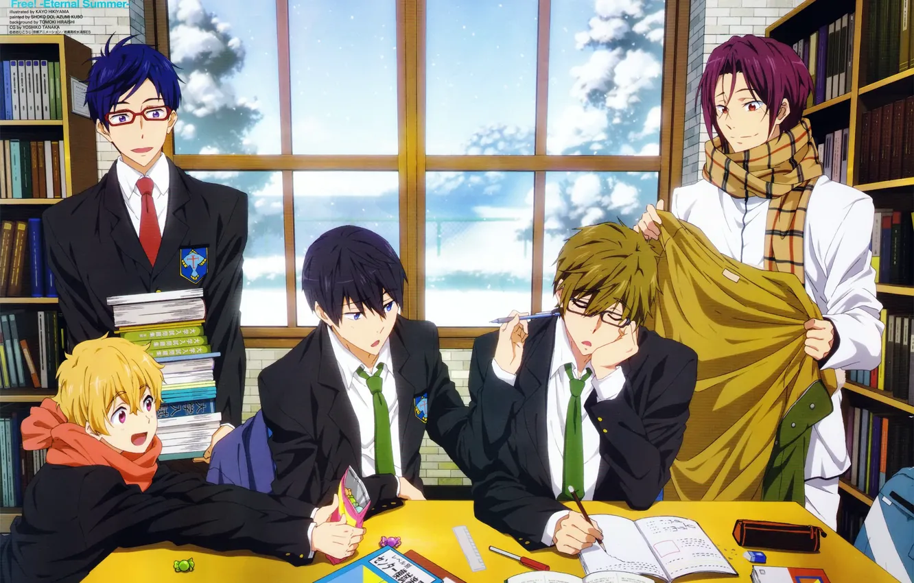 Photo wallpaper Nanase Haruka (Free!), Matsuoka Rin, Hazuki Nagisa, Ryugazaki Rei, Tachibana Makoto, Kyoto Animation, Free!