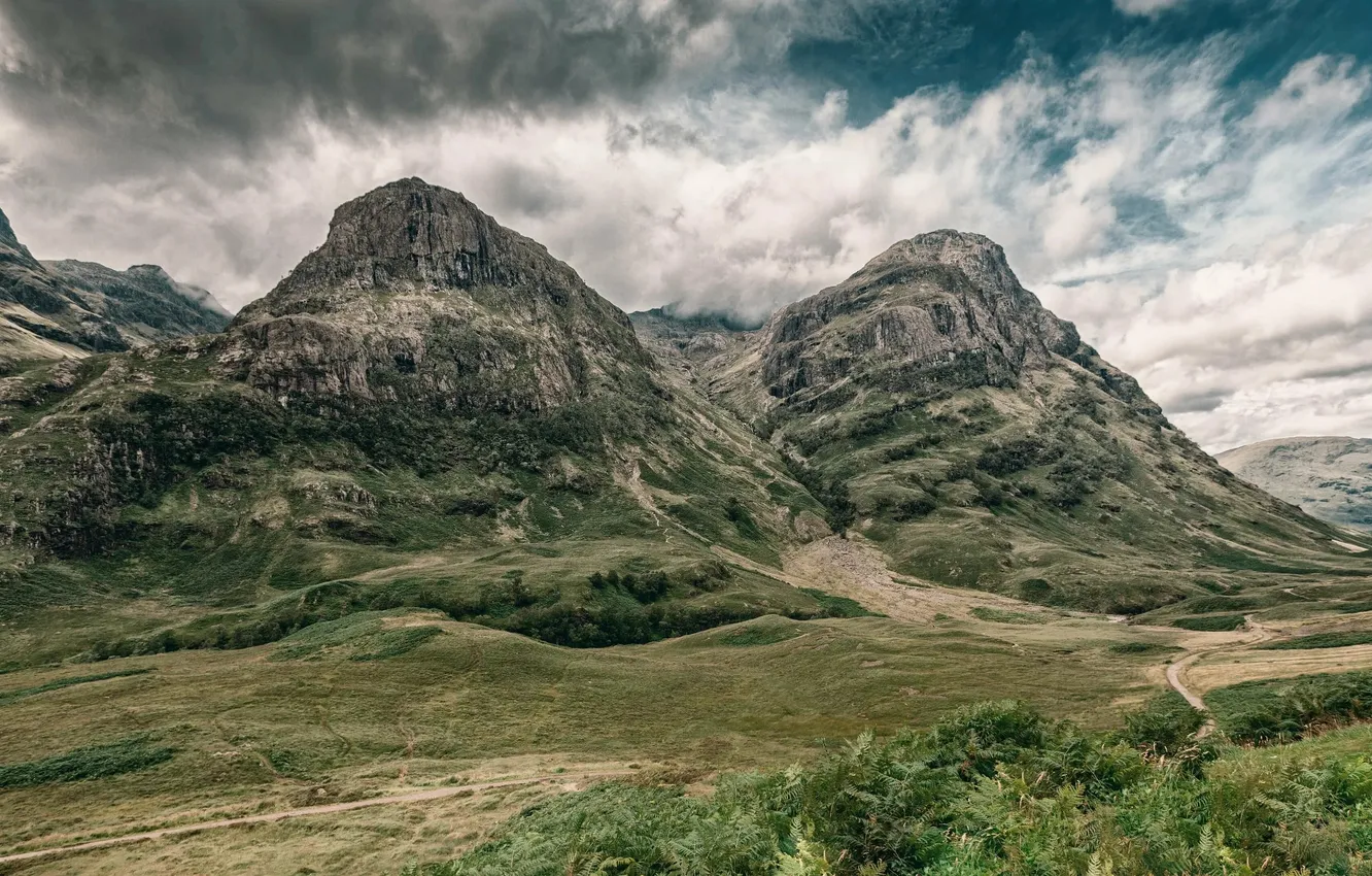 Photo wallpaper landscape, nature, hills, stones