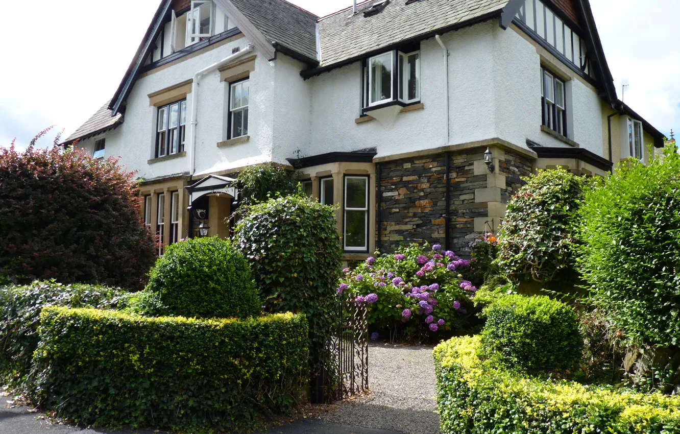 Photo wallpaper flowers, design, home, garden, UK, the bushes, wicket, Windermere