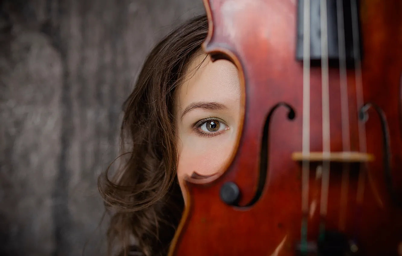 Photo wallpaper look, girl, violin