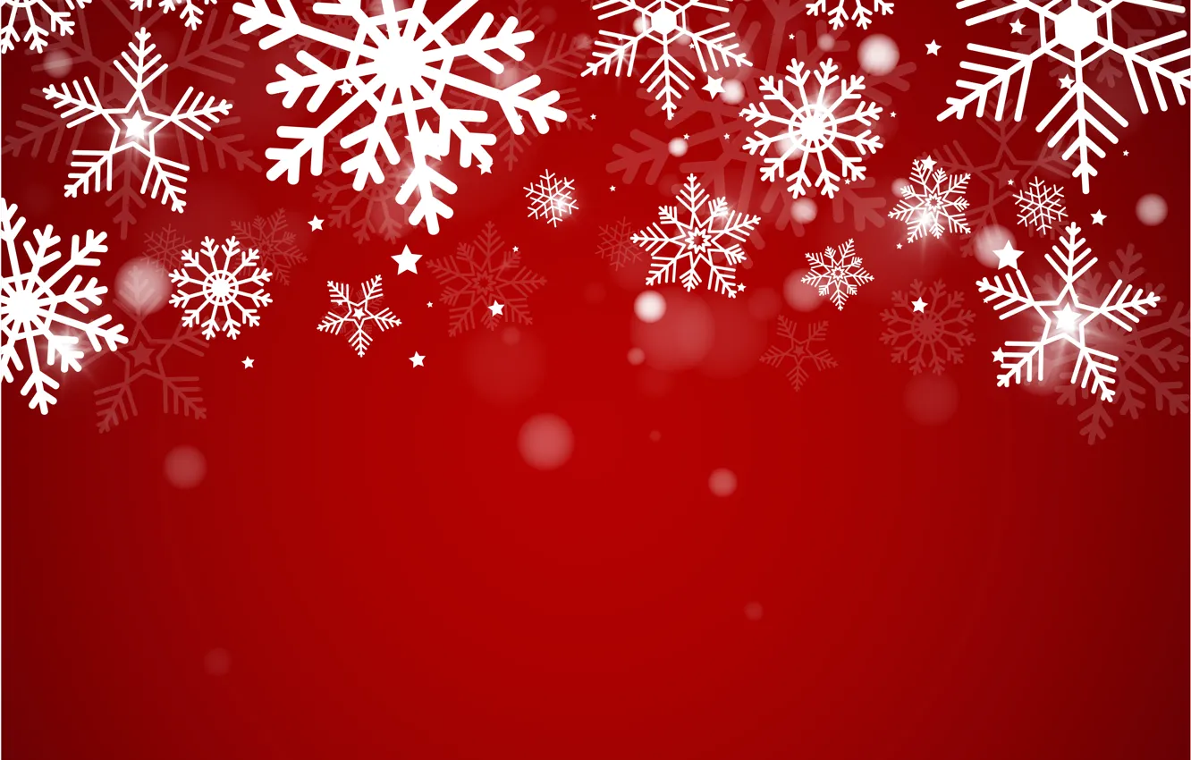 Photo wallpaper winter, snow, snowflakes, red, background, red, Christmas, winter