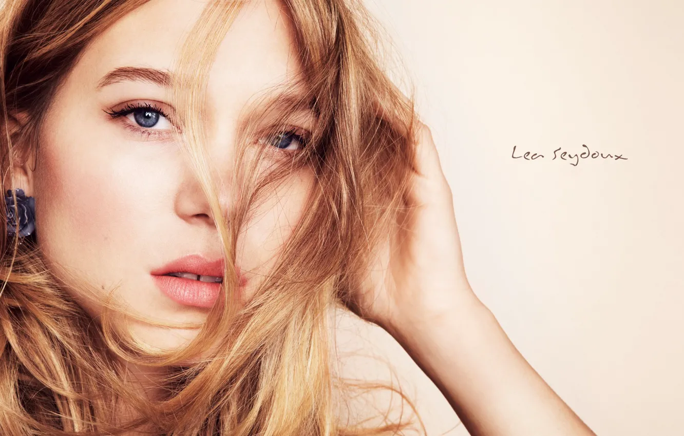 Photo wallpaper look, background, actress, blonde, lips, Lea Seydoux, Lea Seydoux