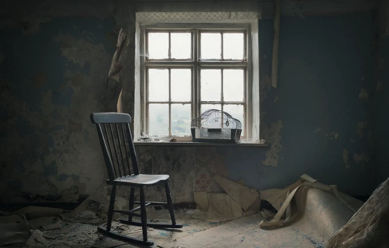 Photo wallpaper window, chair, naturalism