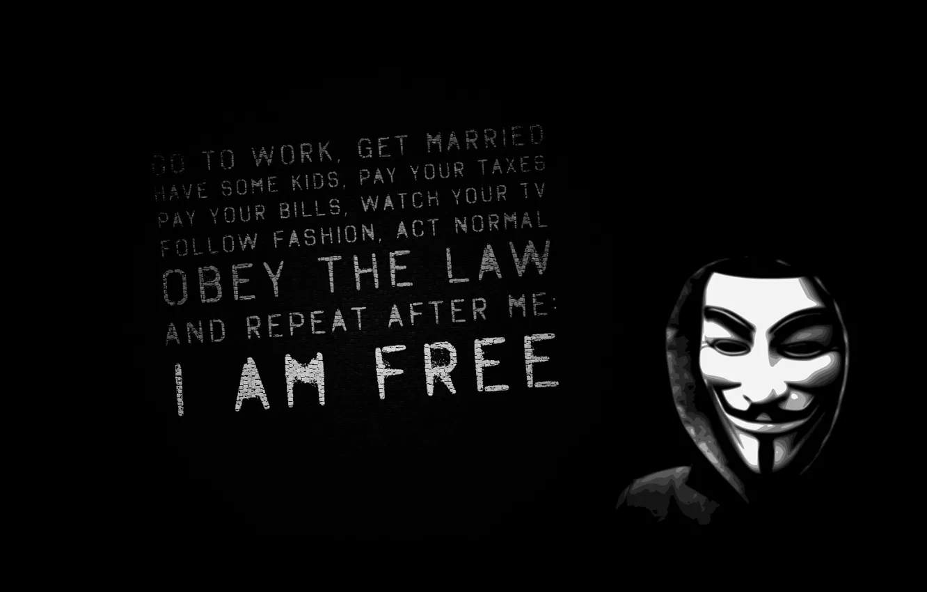 Photo wallpaper Black, Smile, Mask, Text, V For Vendetta