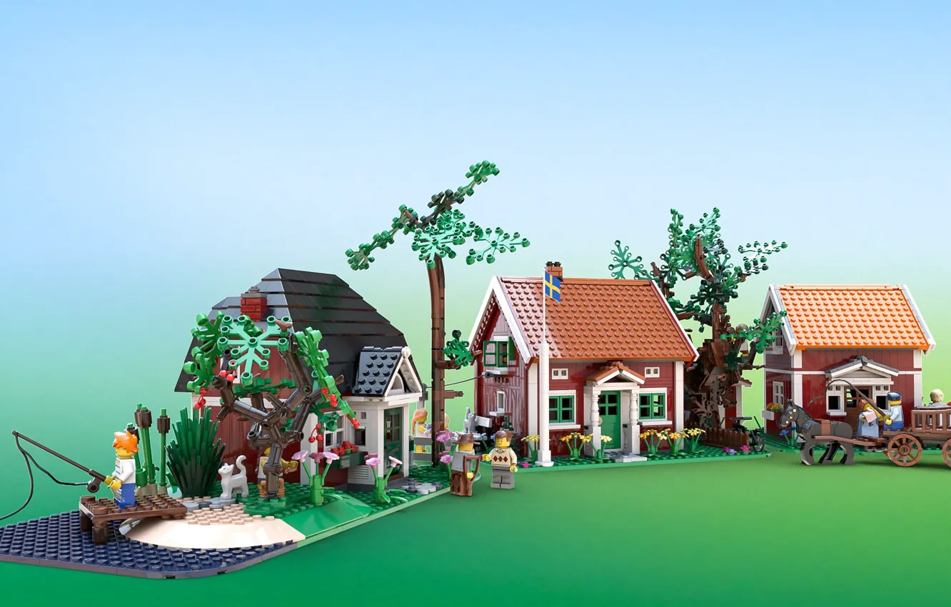 Photo wallpaper Lego, children, Noisy Village
