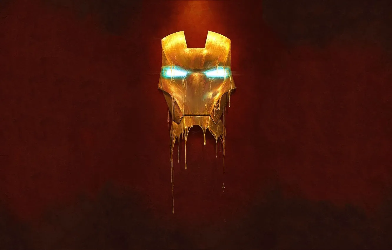 Photo wallpaper metal, gold, people, mask, iron, man, liquid, iron
