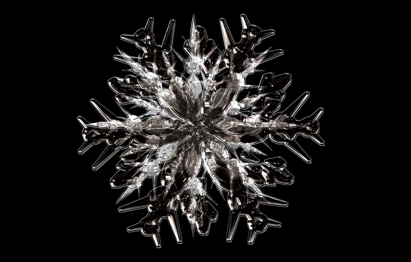Photo wallpaper winter, texture, large, Christmas, New year, black background, snowflake