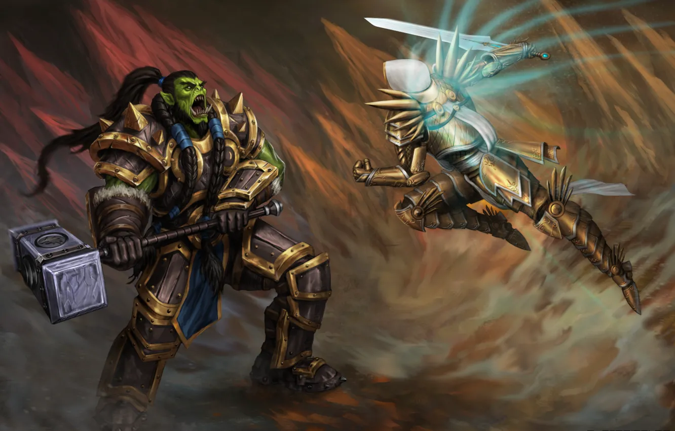 Photo wallpaper World of Warcraft, Warcraft, diablo, wow, orc, thrall, Tyrael, Heroes of the Storm