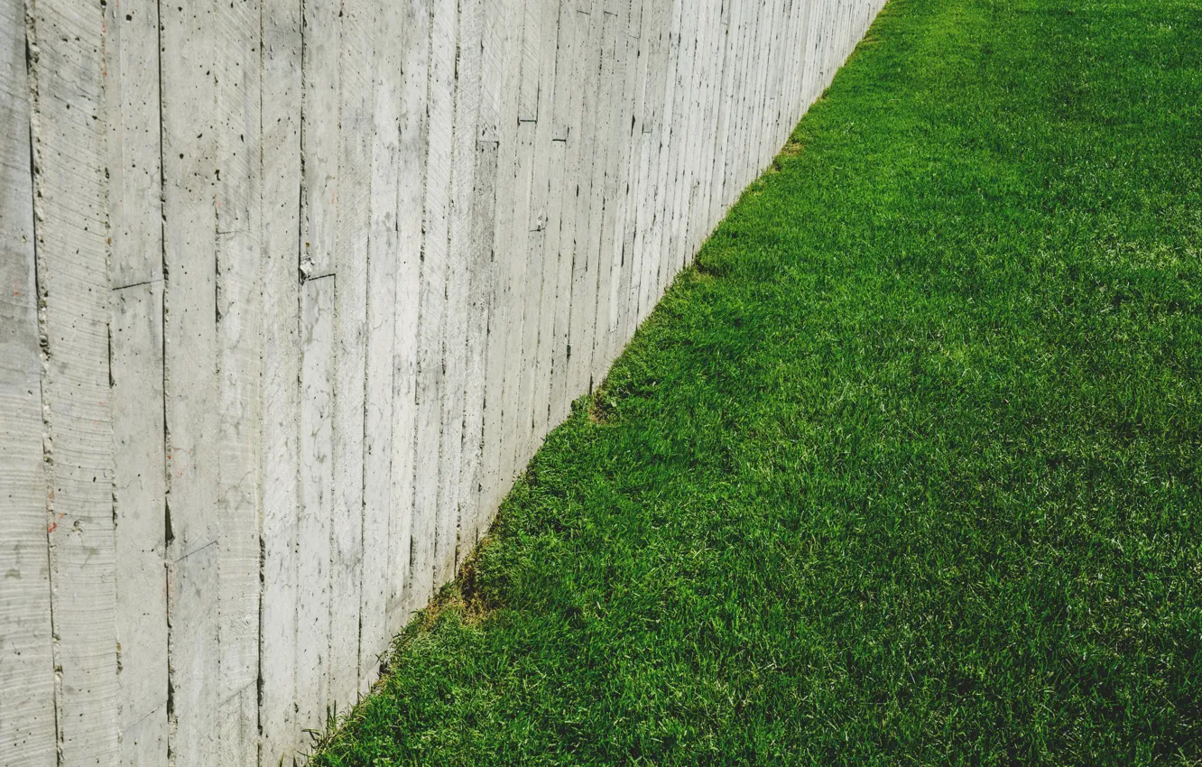 Photo wallpaper grass, the city, lawn, minimalism, concrete, concrete