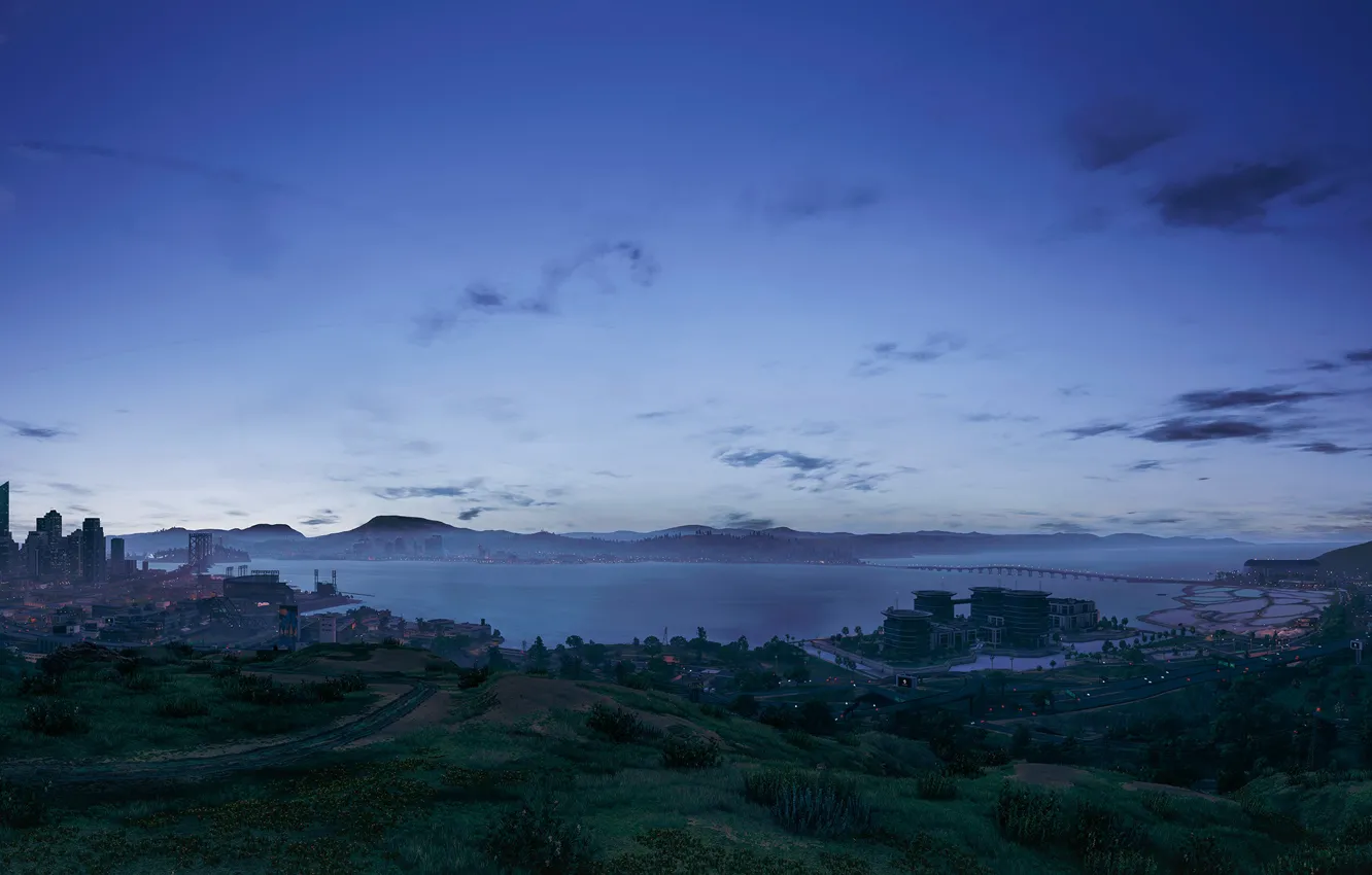 Photo wallpaper game, panorama, Ubisoft, San Francisco, Golden Gate, Watch Dogs 2