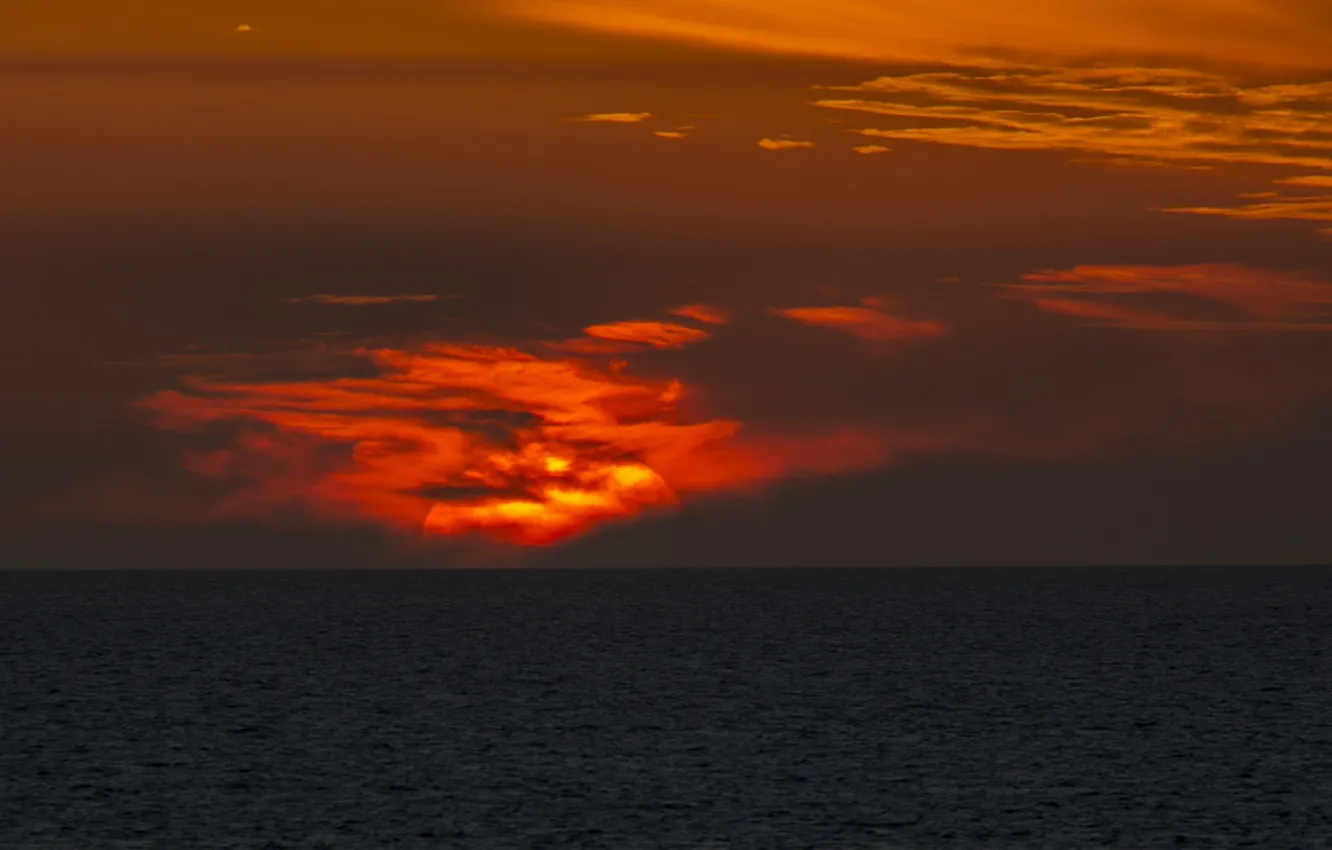 Photo wallpaper sea, the sky, sunset