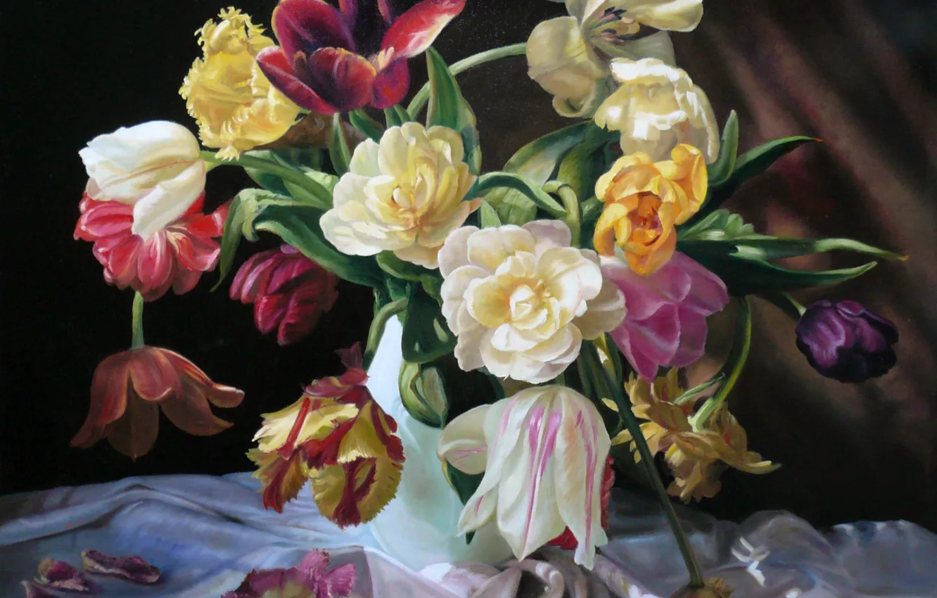 Photo wallpaper bouquet, tulips, fabric, Zbigniew Kopania