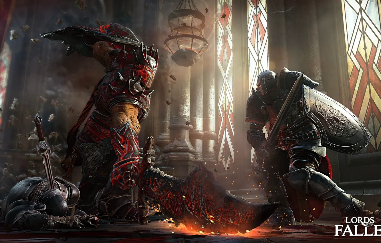Photo wallpaper the wreckage, magic, sword, shield, knight, Games, Lords of the fallen