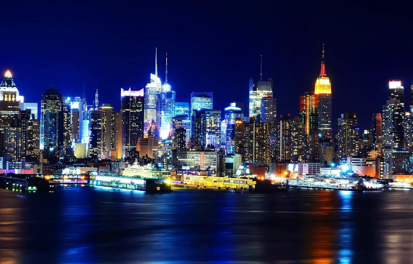 Photo wallpaper night, lights, new York, night, new york, usa, Manhattan