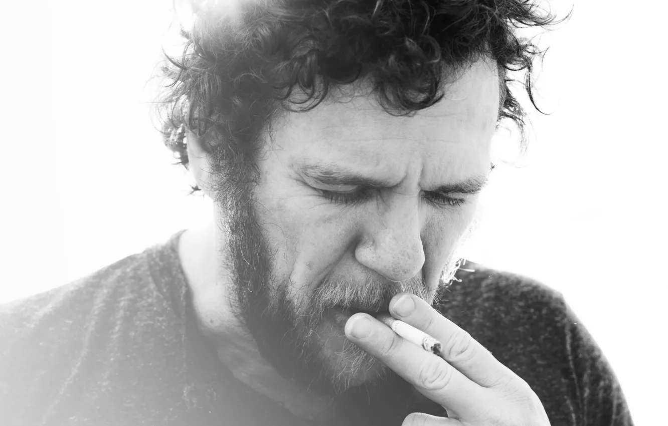 Photo wallpaper smoking, cigarette, singer, musician, bearded, Otto