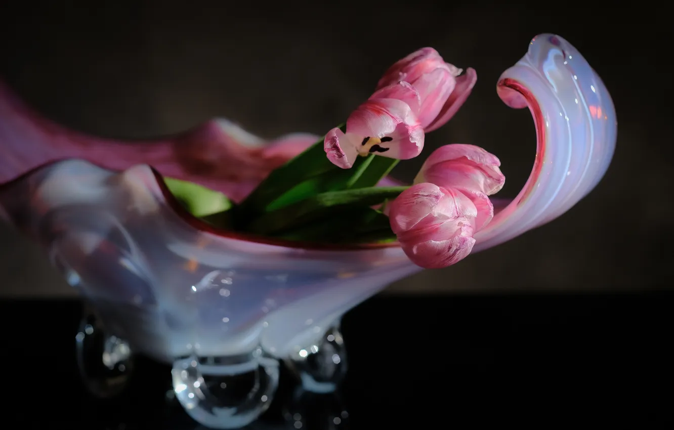 Photo wallpaper flowers, tulips, vase