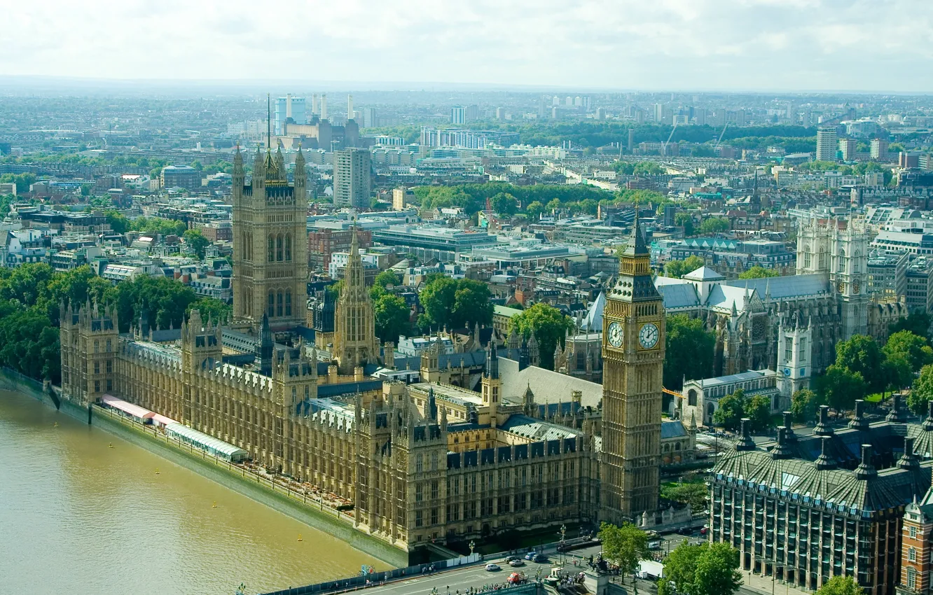Photo wallpaper the city, photo, England, London, top, UK, Big Ben, Westminster Palace