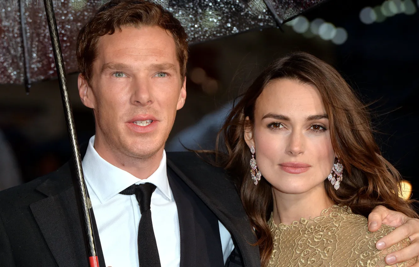 Photo wallpaper umbrella, Keira Knightley, celebrity, Benedict Cumberbatch, Benedict Cumberbatch, The imitation game