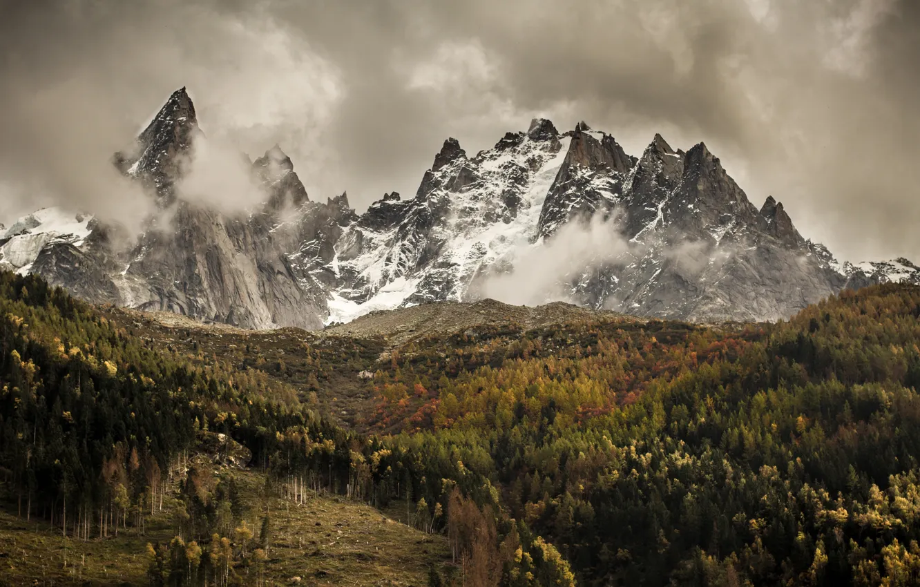 Photo wallpaper ice, the storm, clouds, mountains, valley, rainy