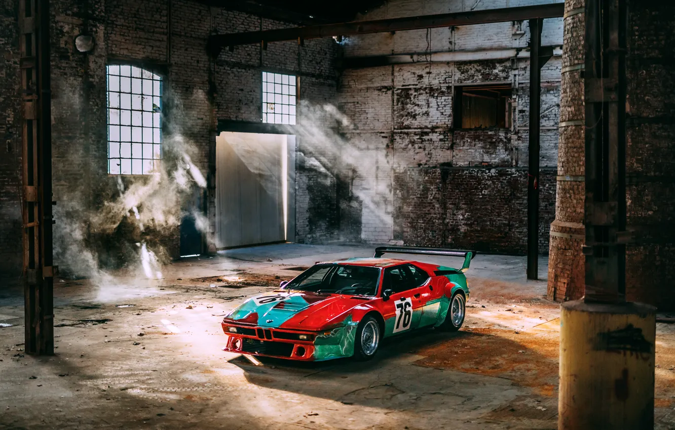 Photo wallpaper car, BMW, legendary, E26, M1, BMW M1 Art Car by Andy Warhol