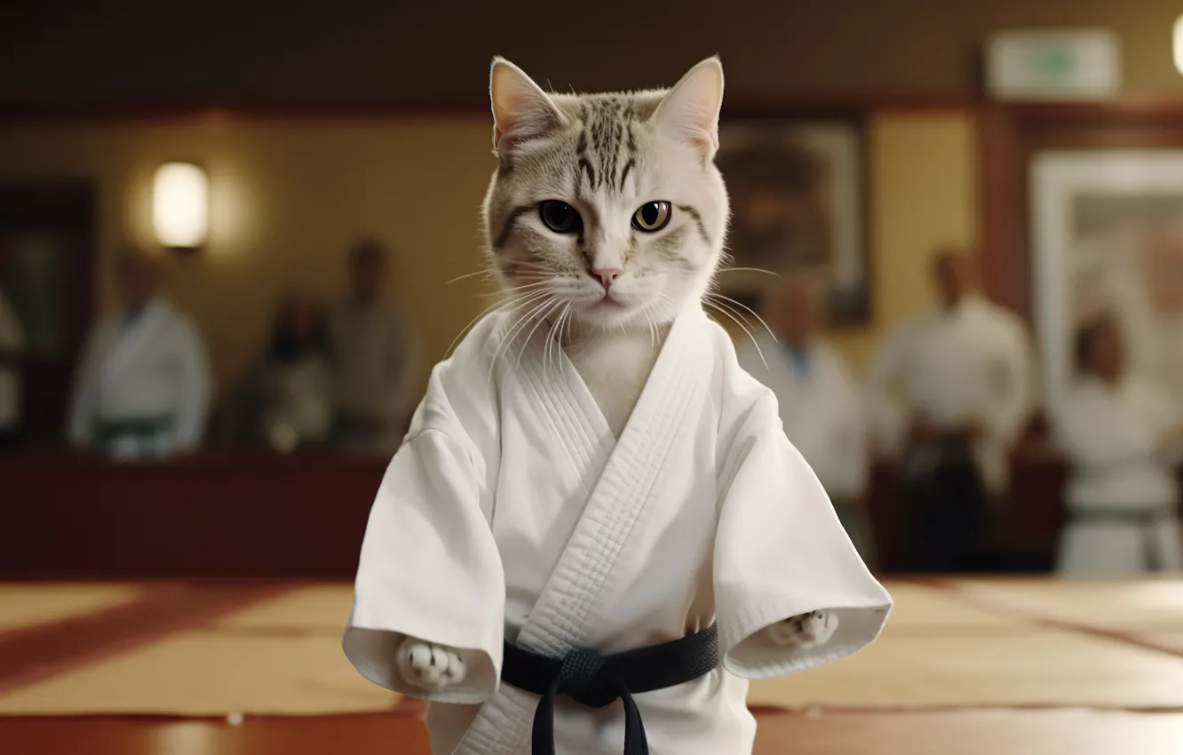 Photo wallpaper cat, cat, digital art, AI art, The Art of Artificial Intelligence, neural network