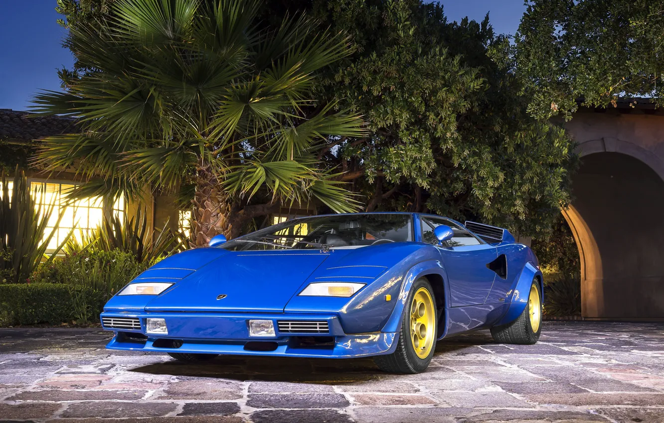 Photo wallpaper Lamborghini, Blue, Countach, Gold, Wheels