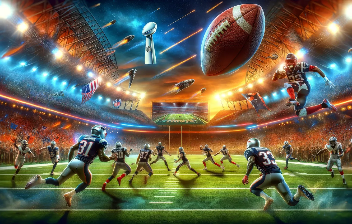 Photo wallpaper USA, Sports, Stadium, NFL, American football, Rugby, Super Bowl, AI art