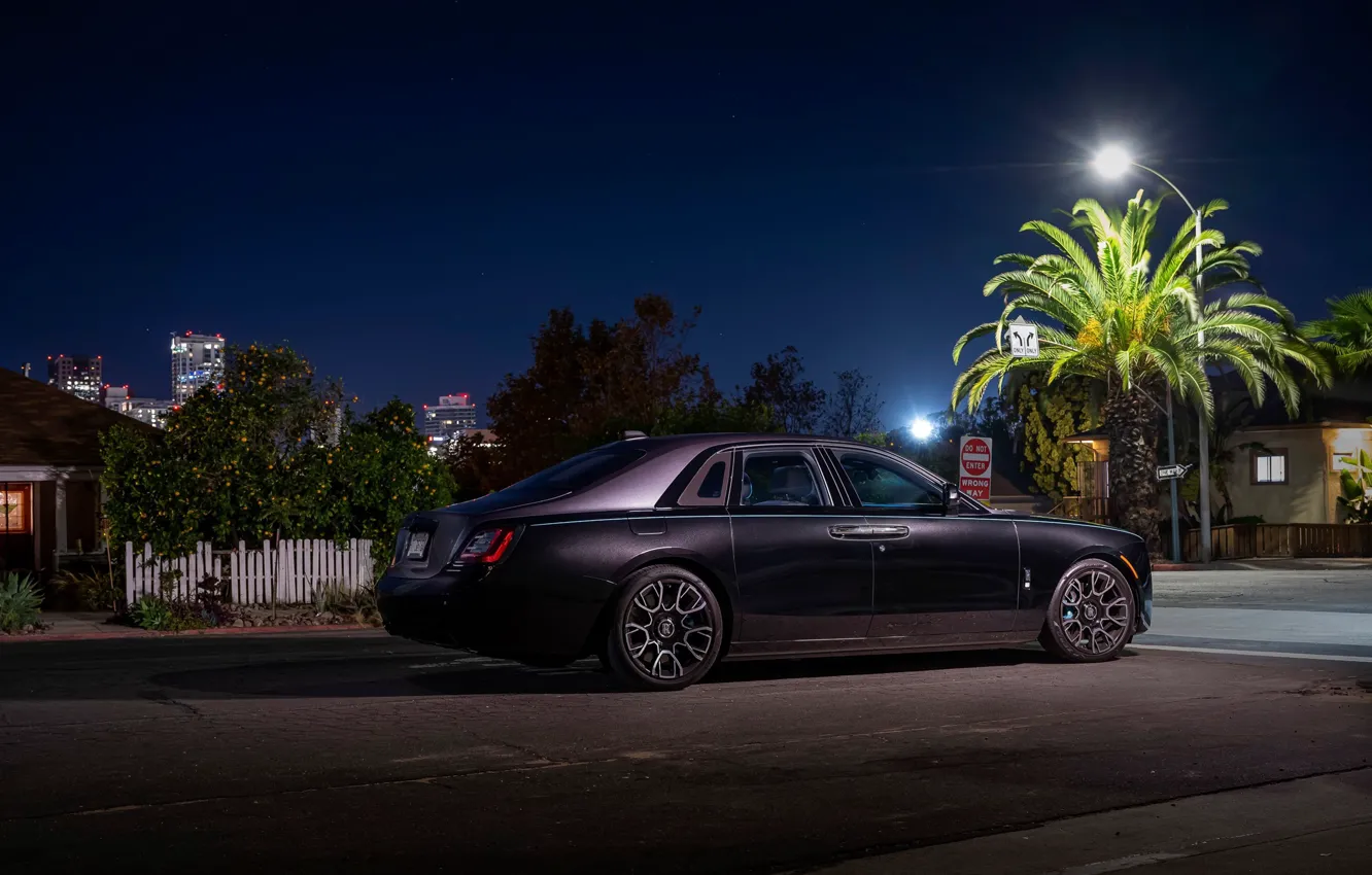 Photo wallpaper car, machine, auto, night, palm trees, background, Wallpaper, technique