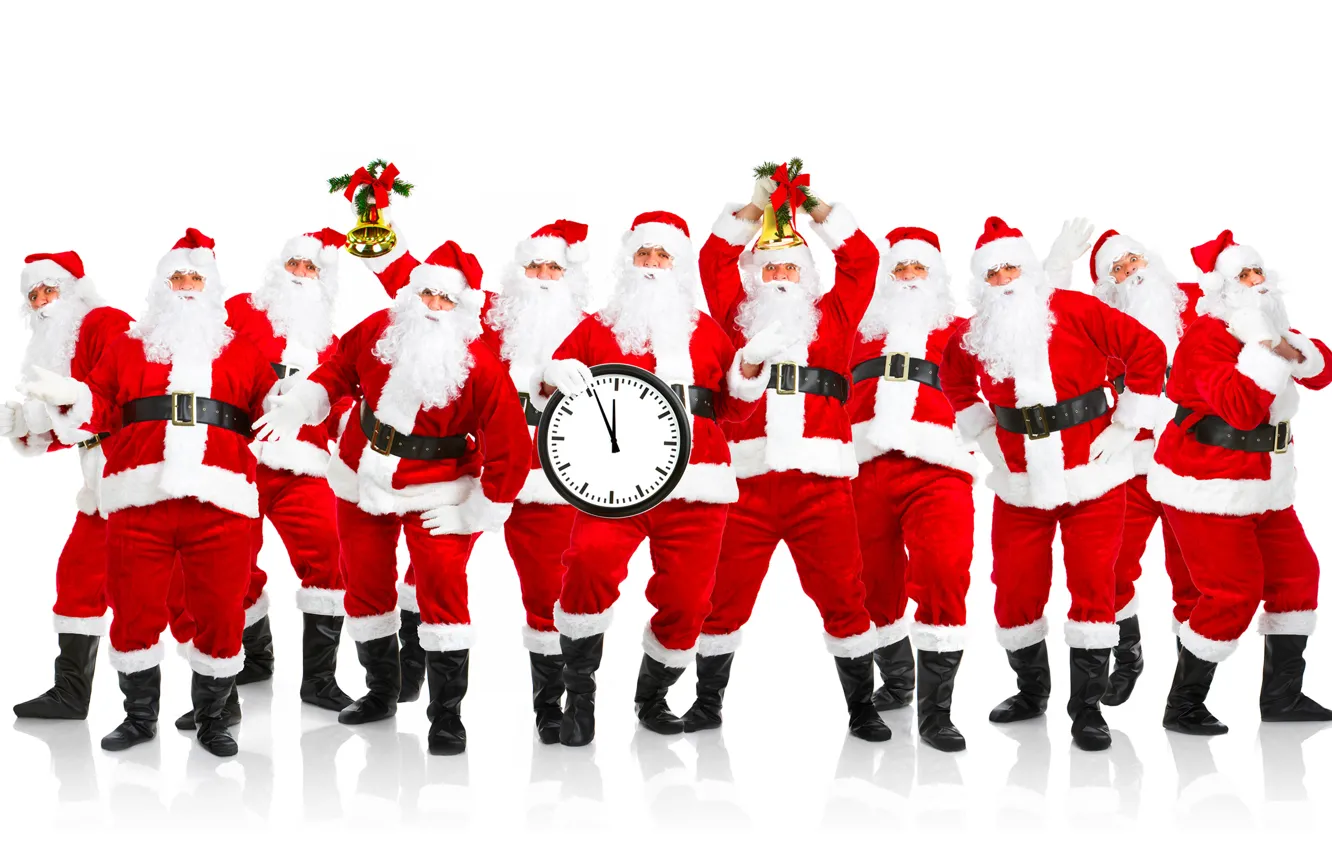 Photo wallpaper new year, white background, Santa, grandfather frost