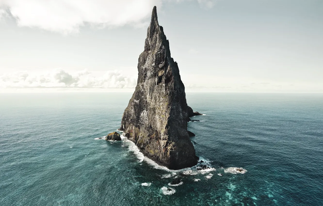 Photo wallpaper the sky, water, clouds, nature, the ocean, rocks, rock, nature