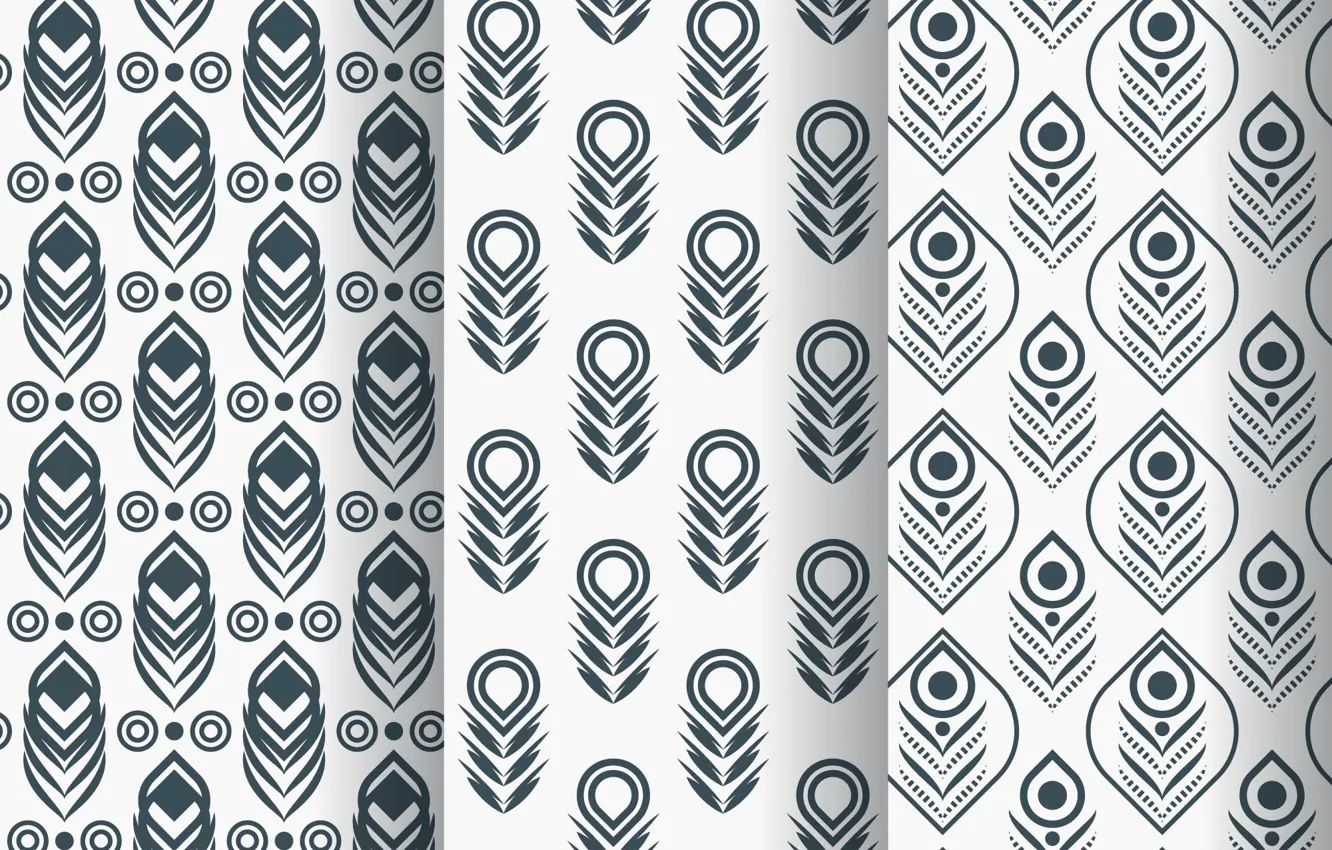 Photo wallpaper white, texture, pattern, feather, peacock