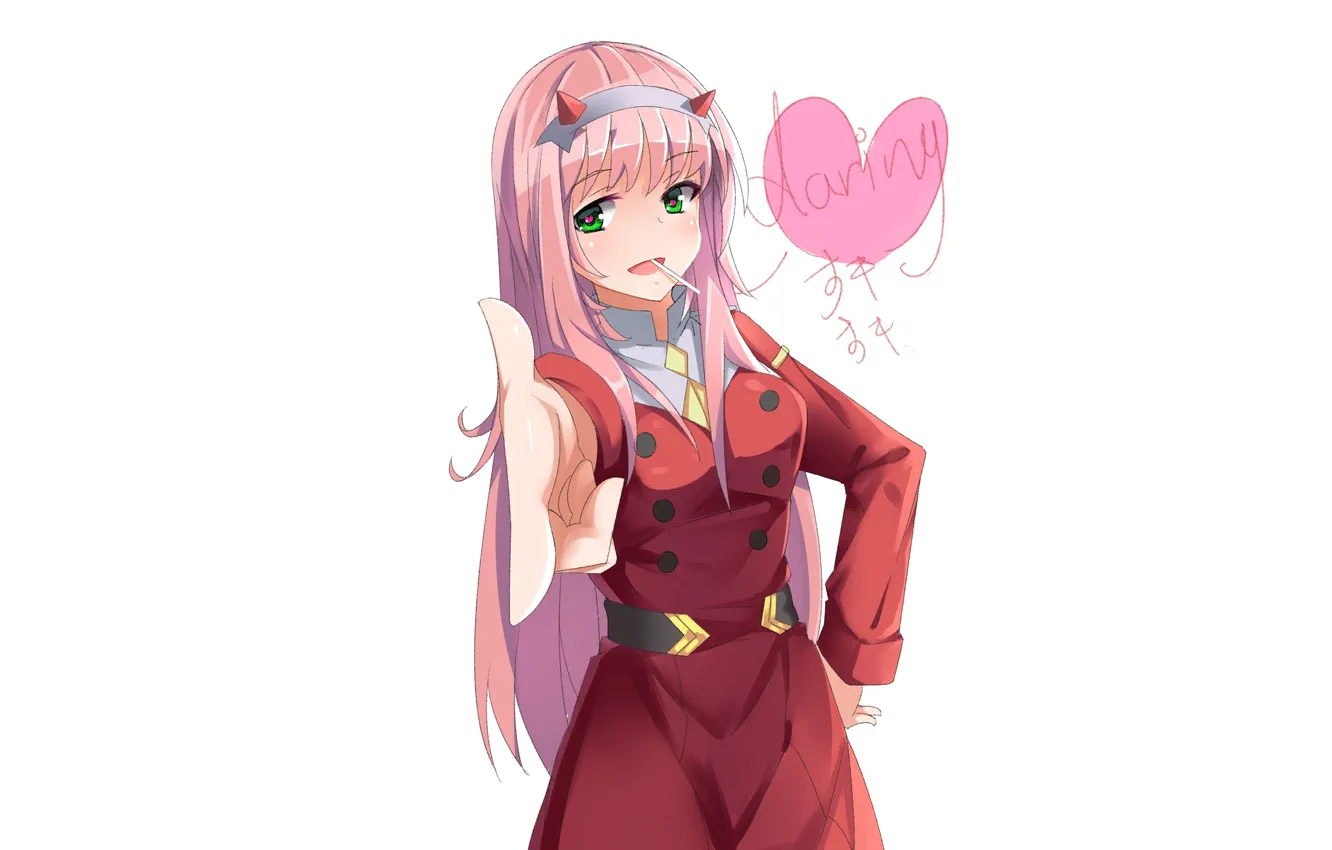Photo wallpaper girl, heart, horns, 002, Darling In The Frankxx, Cute in France, Zero Two