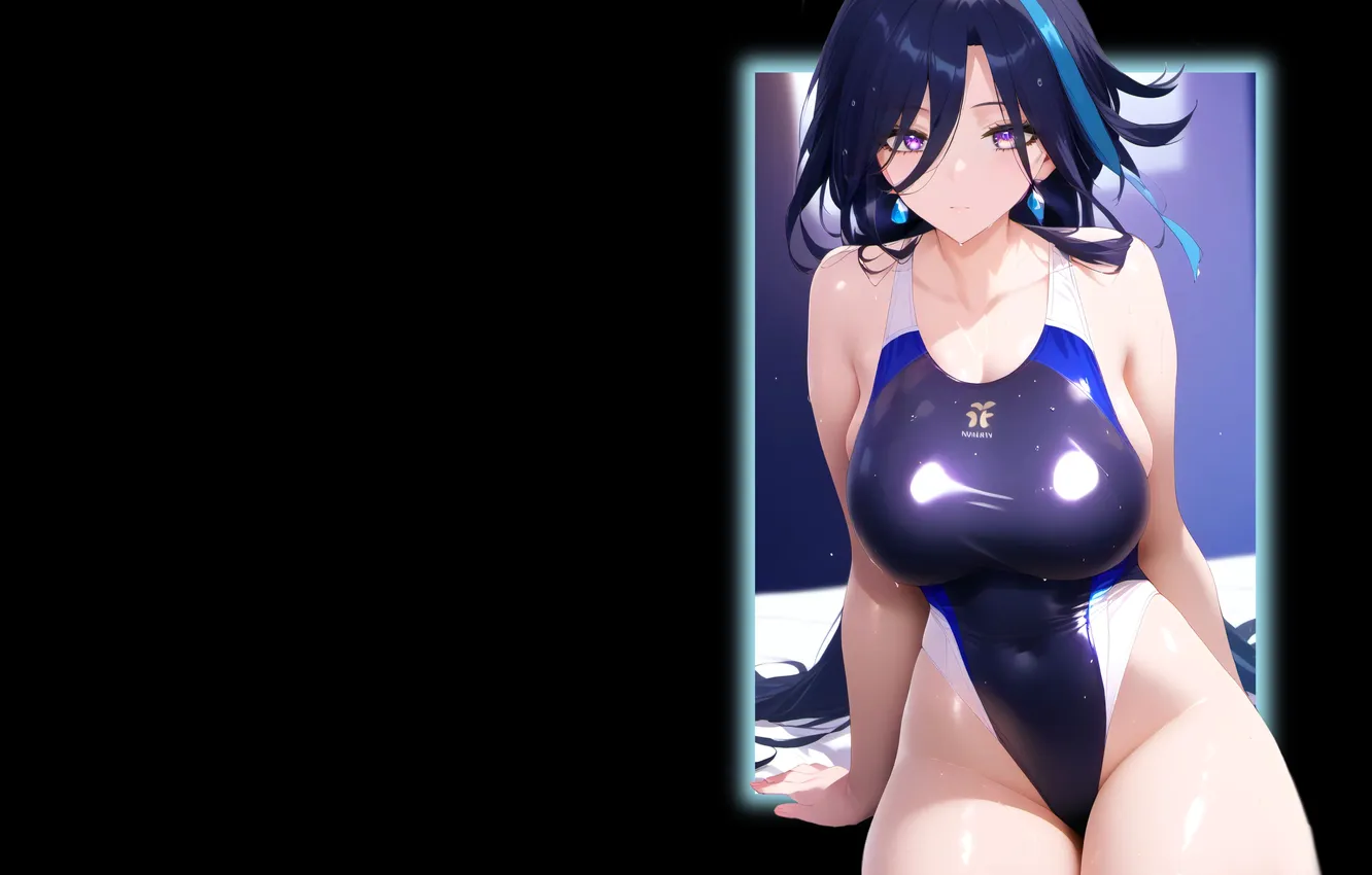 Photo wallpaper girl, hot, sexy, boobs, anime, pretty, swimsuit, breasts