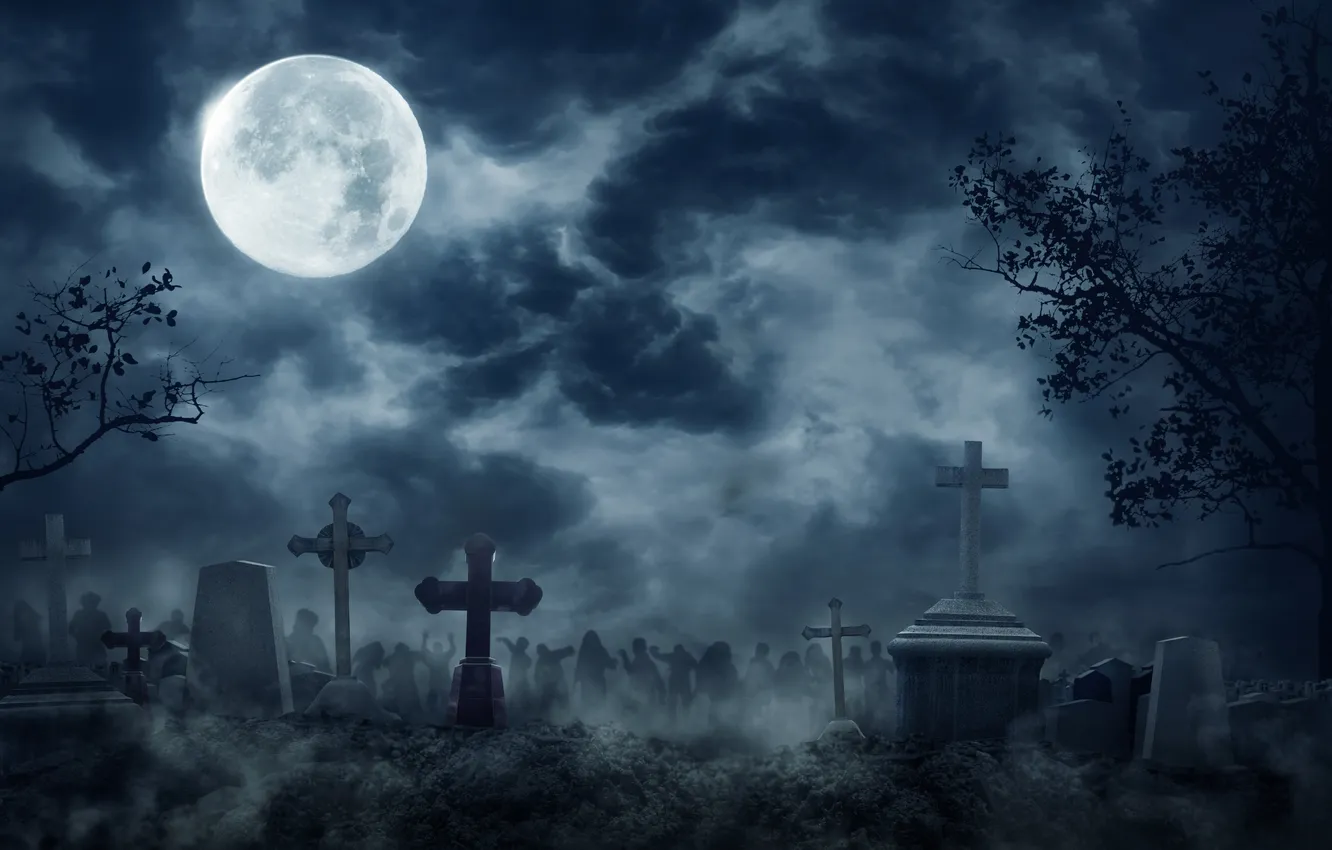 Photo wallpaper dark, devil, dead, cross, background, cemetery, death, evil