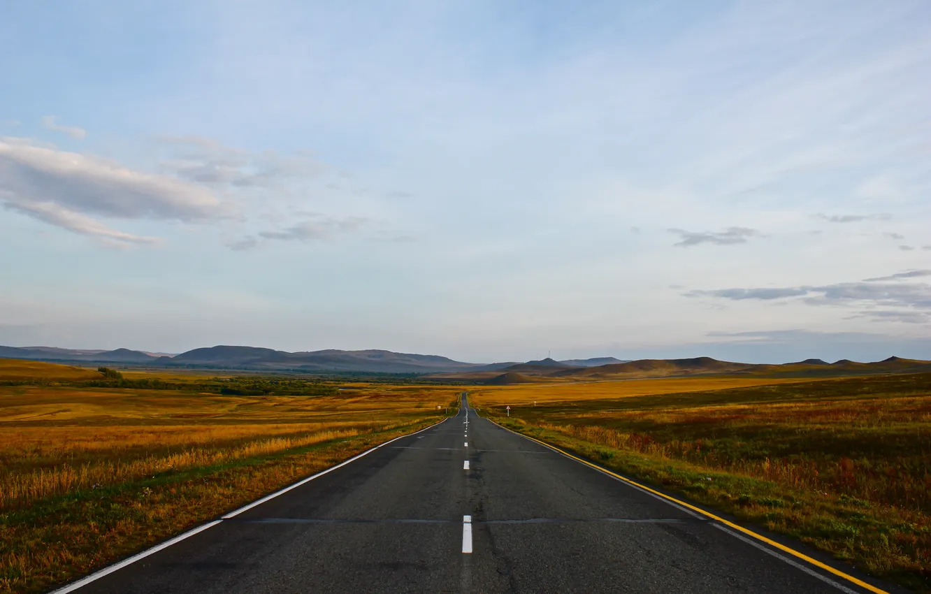 Photo wallpaper road, nature, Russia