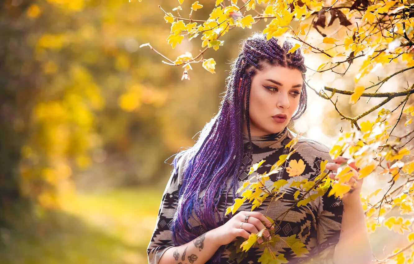 Photo wallpaper autumn, girl, Mejika