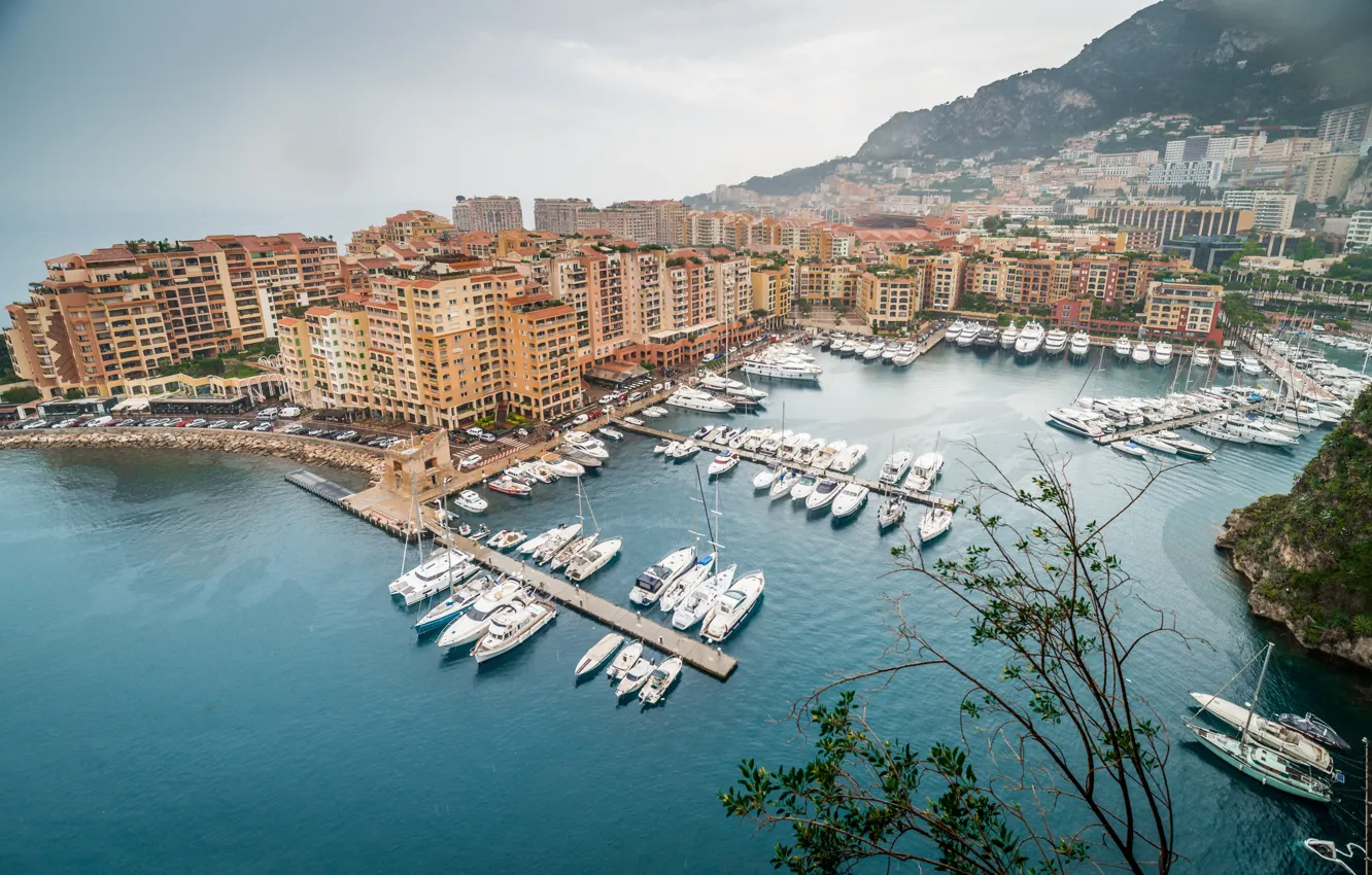 Photo wallpaper yachts, Panorama, boats, Monaco, Monaco, Panorama, Monte Carlo, Monte Carlo